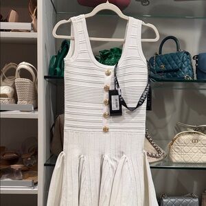 Chic White Dress with Gold Accents